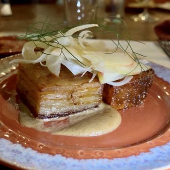 Penny's Wine Shop - Potato dauphinois with fennel and pork belly - Wine Bars Near Me - Richmond, Virginia Penny's Wine Shop - Potato dauphinois with fennel and pork belly - Wine Bars Near Me - Richmond, Virginia