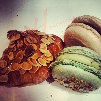 Hendrickx Belgian Bread Crafter - Almond croissant, mocha macaron, and pistachio macaron - Bakeries Near Me - Chicago, Illinois