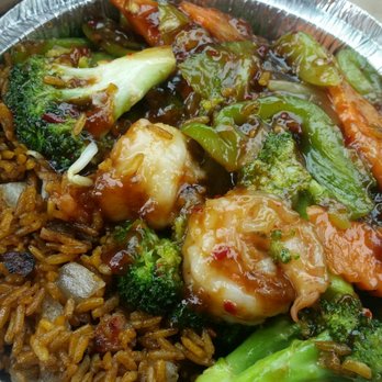 Jiang's Chinese Restaurant - Shrimp in garlic sauce lunch special with pork fried rice (asked them to hold the water chestnuts and mushrooms). - Chinese Near Me - Pomona, New Jersey Jiang's Chinese Restaurant - Shrimp in garlic sauce lunch special with pork fried rice (asked them to hold the water chestnuts and mushrooms). - Chinese Near Me - Pomona, New Jersey