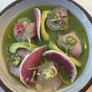 Wolf in the Woods - Yellowtail aquachile - Wine Bars Near Me - San Diego, California