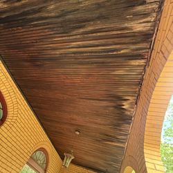 Before picture of front porch ceiling
