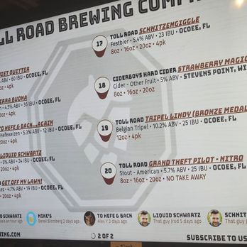 Toll Road Brewing Company - Beer menu - Breweries Near Me - Ocoee, Florida Toll Road Brewing Company - Beer menu - Breweries Near Me - Ocoee, Florida