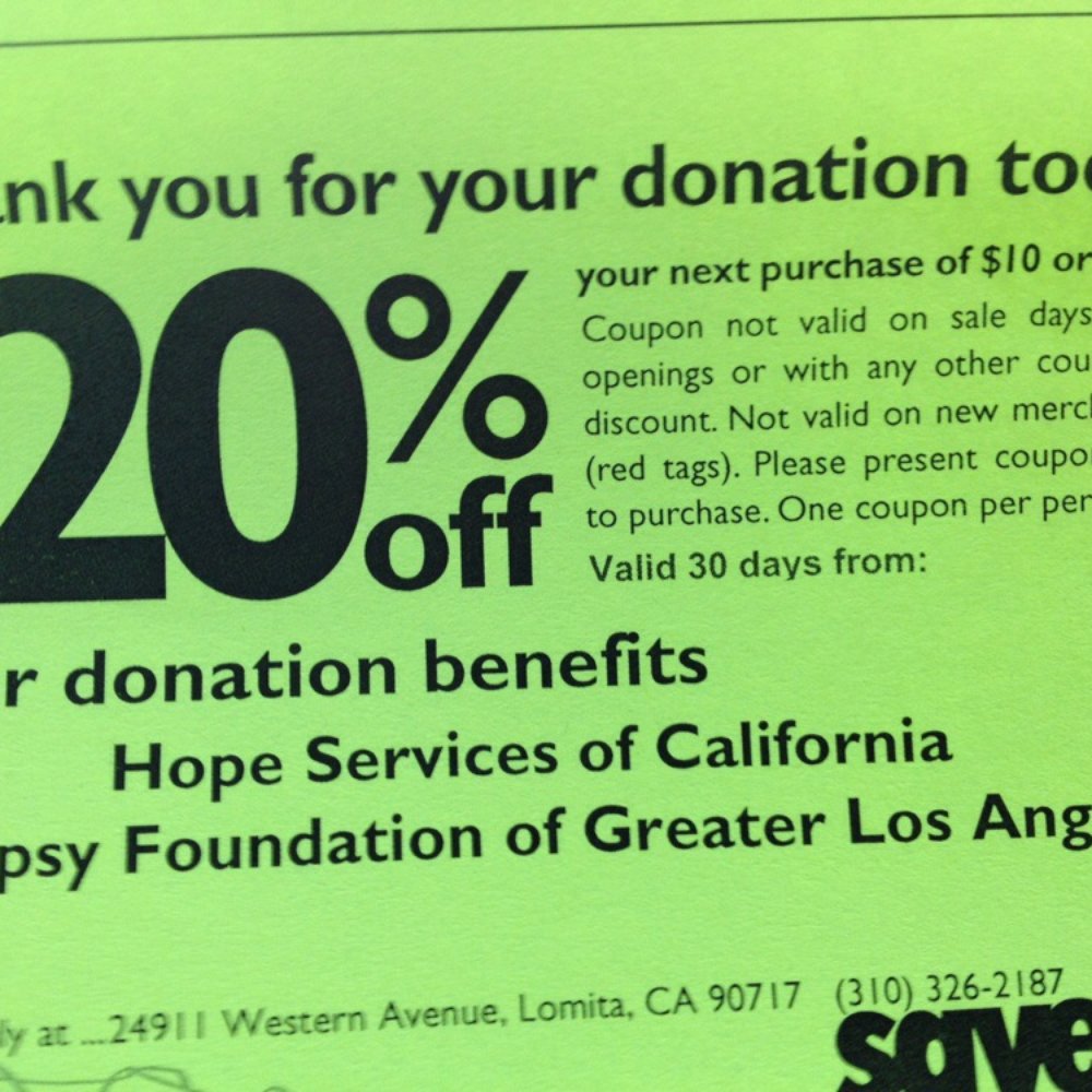 Savers - Um...receive 20% off your next purchase of $10 or more for donating. - Thrift Stores Near Me - Lomita, California