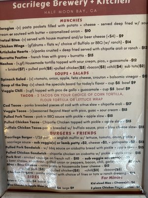 Menu photo 7 Sacrilege Brewery + Kitchen Half Moon Bay, CA Menu photo 7 Sacrilege Brewery + Kitchen Half Moon Bay, CA