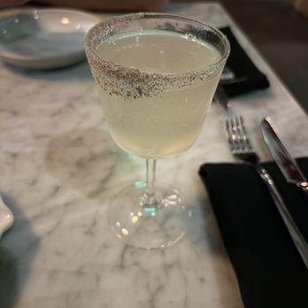 Epice - French 75 with lavender sugar rim - Lebanese Near Me - Birmingham, Alabama