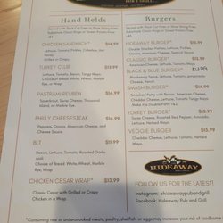 The Hideaway Pub & Grill - Menu June