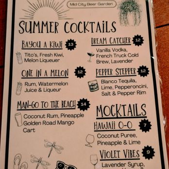 Mid City Beer Garden - Summer Cocktail Menu - Beer Gardens Near Me - Baton Rouge, Louisiana