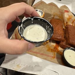 2/3 ranches were filled like this... food is to expensive to be inconsistent like this. 2/3 ranches were filled like this... food is to expensive to be inconsistent like this.