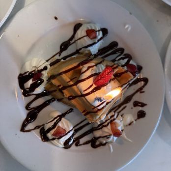 JAM Eateries - And a Belgian waffle with strawberries and a candle they gave me for my birthday - Breakfast & Brunch Near Me - Ellicott City, Maryland