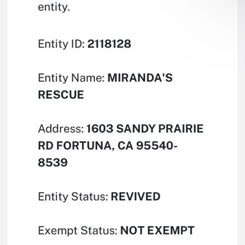 Miranda's Rescue Thrift Store - California FTB status as of July 19, 2026 - Thrift Stores Near Me - Eureka, California Miranda's Rescue Thrift Store - California FTB status as of July 19, 2026 - Thrift Stores Near Me - Eureka, California