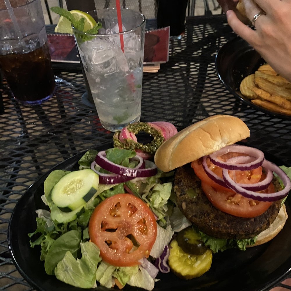 Pub 500 - Black Bean Burger and side salad (no croutons or cheese) - Pubs Near Me - Mankato, Minnesota Pub 500 - Black Bean Burger and side salad (no croutons or cheese) - Pubs Near Me - Mankato, Minnesota