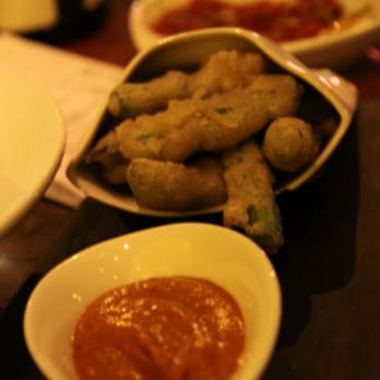 Estado Puro - Asparagus in tempura with romescu sauce - Spanish Near Me - Madrid, M Estado Puro - Asparagus in tempura with romescu sauce - Spanish Near Me - Madrid, M