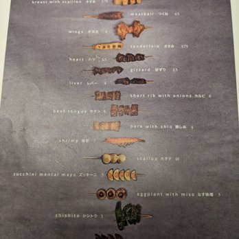 nonono - Yakitori menu - Izakaya Near Me - New York, New York