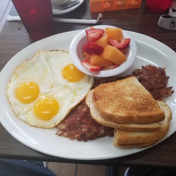 Rosy's Cafe - Corn beef hash, eggs, fruit and toast. Very good - American Near Me - Hayward, California Rosy's Cafe - Corn beef hash, eggs, fruit and toast. Very good - American Near Me - Hayward, California
