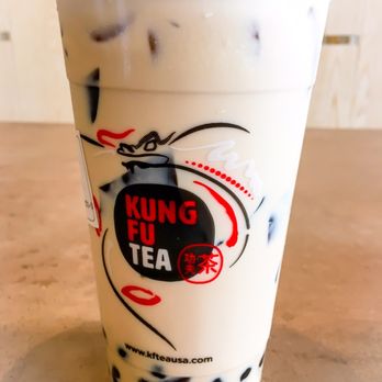 Kung Fu Tea - black milk tea with boba & grass jello - Bubble Tea Near Me - Plano, Texas