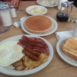 Hungry men plus pancakes