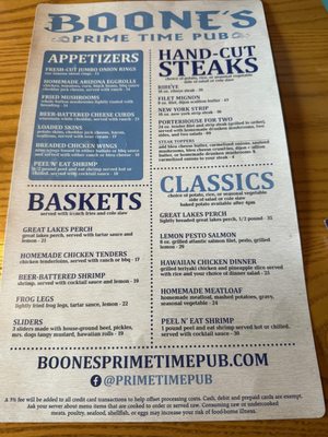 Menu photo 1 Boone's Prime Time Pub Suttons Bay, MI Menu photo 1 Boone's Prime Time Pub Suttons Bay, MI