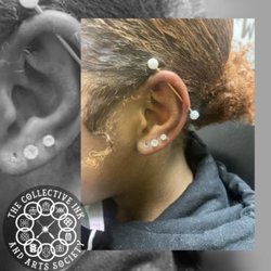 Earlobes and industrial performed by our body piercer Jaz !