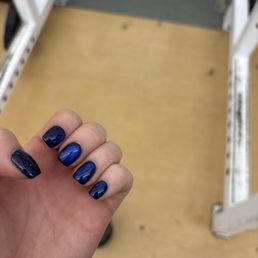 blue cat eye a few days later with builder gel once blue cat eye a few days later with builder gel once