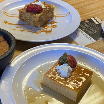 Zapien's Salsa Grill - Flan upfront and bread pudding in the back - Mexican Near Me - Pico Rivera, California Zapien's Salsa Grill - Flan upfront and bread pudding in the back - Mexican Near Me - Pico Rivera, California