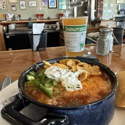 Donovan's Irish Pub - Chili - VERY good.  Nice kick to it, large amount of ground beef, light beans.
