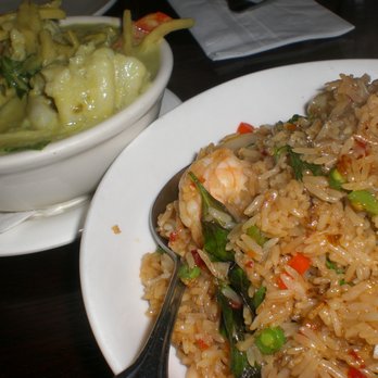 Sala Thai - shrimp basil fried rice & fish in green curry - Thai Near Me - Fremont, California