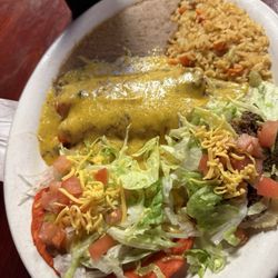 Wednesday Special with Enchiladas, Puffy Taco, Chalupa, Rice and Beans