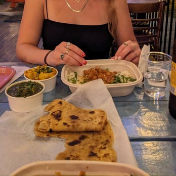 Indigo - Vegetarian Paradise Platter with paalak paneer and Plain roti - Indian Near Me - Washington, DC, District of Columbia