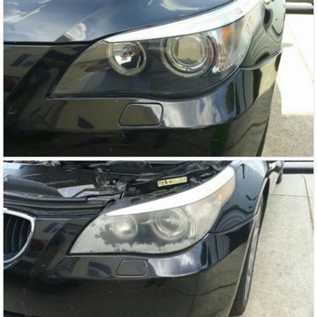 Complete Car Detail - Headlamps restoration before and after with permanent uv protection - Car Wash Near Me