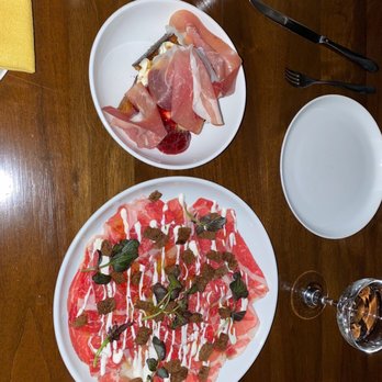 Inizio - Cheese and toast; Beef carpaccio - Italian Near Me - Buffalo, New York