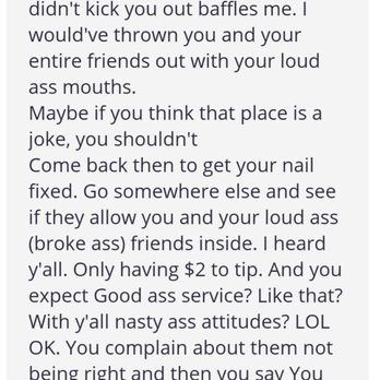 Nails Luv & Spa - Nasty message received after bad review was posted. - Nail Salons Near Me - Buena Park, California Nails Luv & Spa - Nasty message received after bad review was posted. - Nail Salons Near Me - Buena Park, California