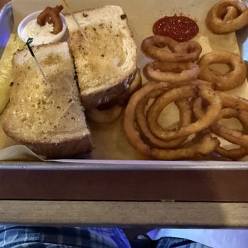 Pit Stop Bar & Grill - Great chicken avocado melt with onion rings - Burgers Near Me - Barstow, California