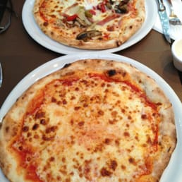 Margherita and Roma pizza