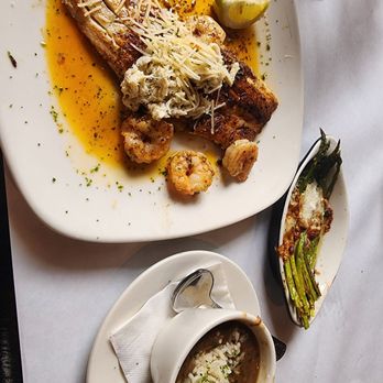Half Shell Oyster House - Redfish Orleans w/ gumbo and asparagus (yum!) - Seafood Near Me - Biloxi, Mississippi Half Shell Oyster House - Redfish Orleans w/ gumbo and asparagus (yum!) - Seafood Near Me - Biloxi, Mississippi