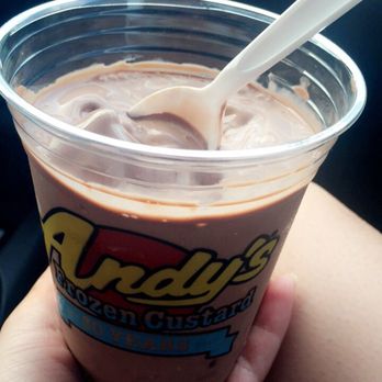 Andy's Frozen Custard - Choc-O-Rocko Concrete with Reese's Pieces mixed in - Ice Cream & Frozen Yogurt Near Me - Edmond, Oklahoma Andy's Frozen Custard - Choc-O-Rocko Concrete with Reese's Pieces mixed in - Ice Cream & Frozen Yogurt Near Me - Edmond, Oklahoma
