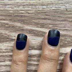 Rio Nails & Lashes - The blue nail polish coming off on these nails.