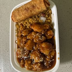 Golden China Restaurant - Sesame chicken combo includes egg roll!