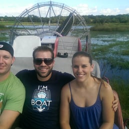 Us out in the middle of the swamp on an air boat!!!