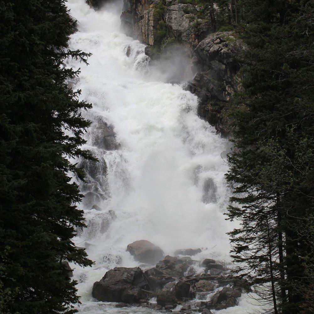 Jenny Lake Boating - Hidden Falls at Jenny Lake. Grand Teton National Park - Boating Near Me - Moose, Wyoming