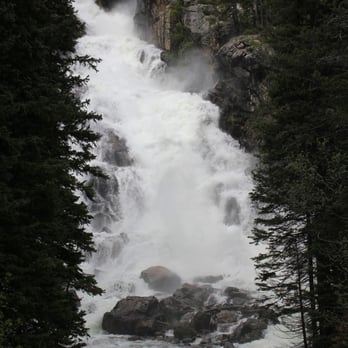 Jenny Lake Boating - Hidden Falls at Jenny Lake. Grand Teton National Park - Boating Near Me - Moose, Wyoming
