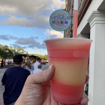 Wet Willie's - Mix of two slushies in one cup. - Bars Near Me - Savannah, Georgia Wet Willie's - Mix of two slushies in one cup. - Bars Near Me - Savannah, Georgia