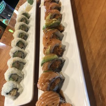 Tora Sushi Lounge Tillamook - Happy Hour Crunchy Roll (minus fake crab and sweet sauce) & the Doug and Kathy Roll (yummy!) - Japanese Near Me - Tillamook, Oregon Tora Sushi Lounge Tillamook - Happy Hour Crunchy Roll (minus fake crab and sweet sauce) & the Doug and Kathy Roll (yummy!) - Japanese Near Me - Tillamook, Oregon