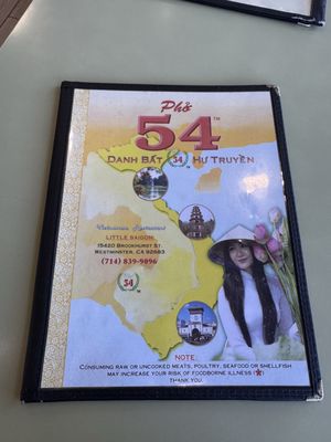 Menu photo 6 Phở 54 Westminster, CA