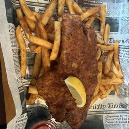 Fish and chips. Rock fish they even have malt vinegar! Fish and chips. Rock fish they even have malt vinegar!