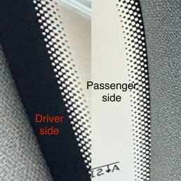 The dot matrix from the interior, CLEARLY showing that the windshield is not centered at all.