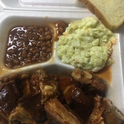 Mr J's Q - Rib tips, baked beans, Cole slaw