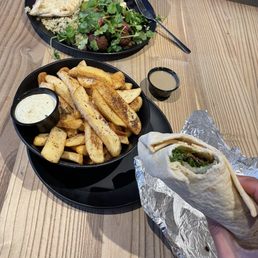 two plates of food on a table