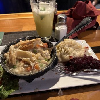 Portside Tavern - Chicken pot pie and pineapple, coconut margarita - American Near Me - Hyannis, Massachusetts
