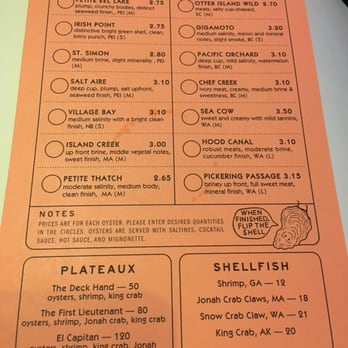 BeetleCat - Raw oyster menu - Seafood Near Me - Atlanta, Georgia