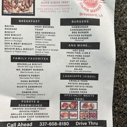 The Best Stop Cajun Market - Menu